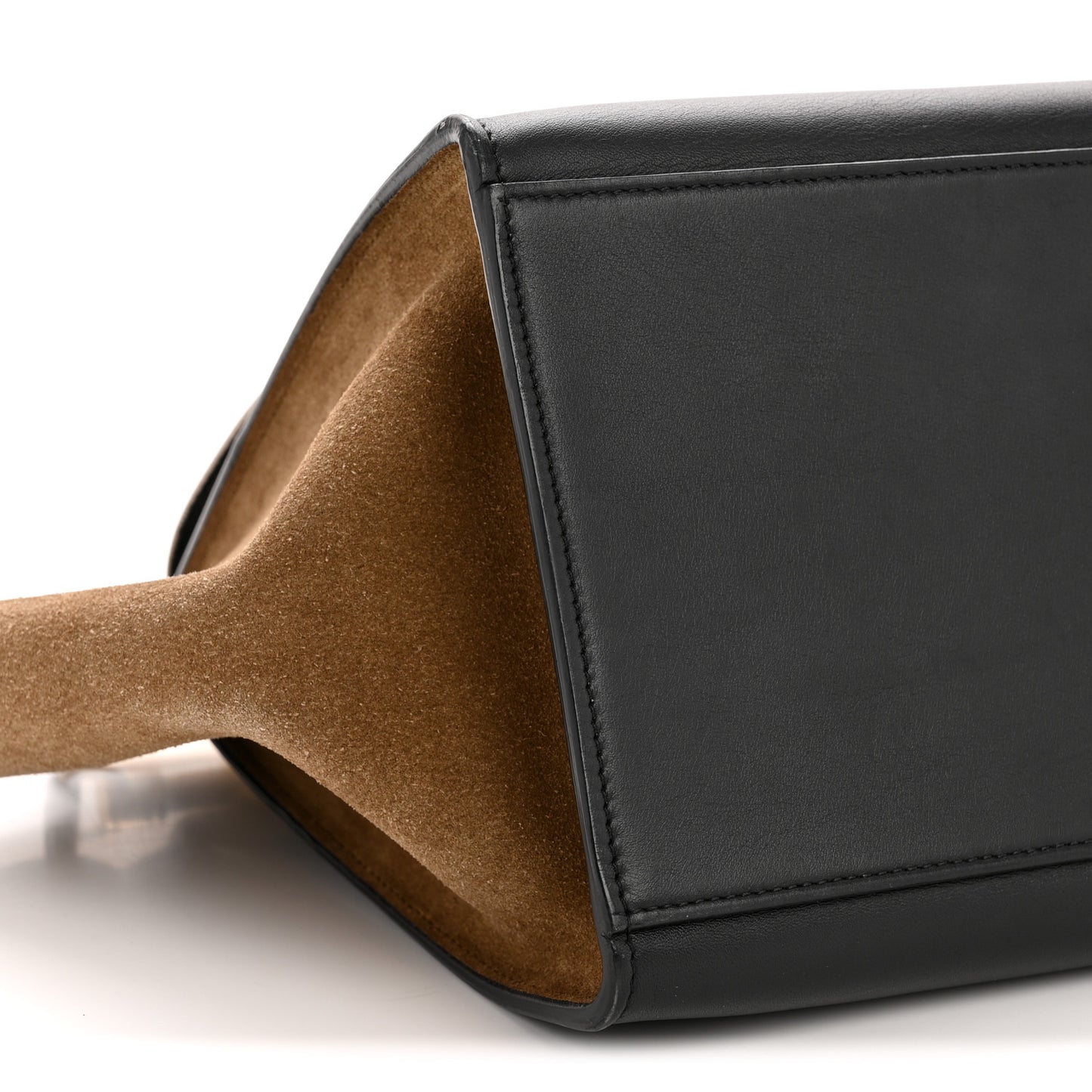 Smooth Calfskin Suede Medium Tri-Color Trapeze Cream Black Brown