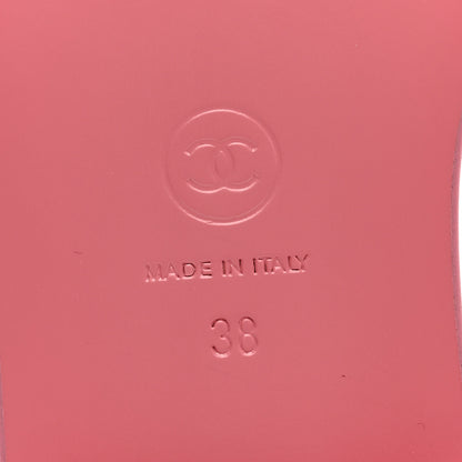 Chanel Calfskin Patent Calfskin Logo Mules 38 Pink Black 6 of 8