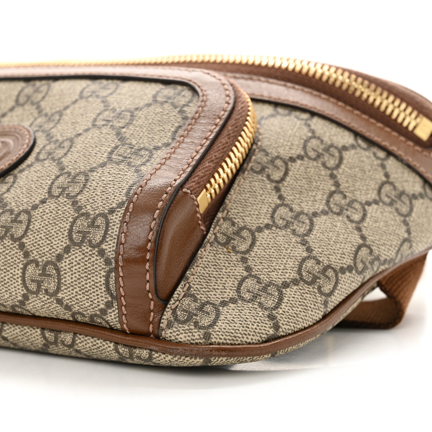 Gucci GG Supreme Monogram Textured Calfskin Retro Interlocking G Belt Bag Beige Ebony Brown Sugar 10 of 10