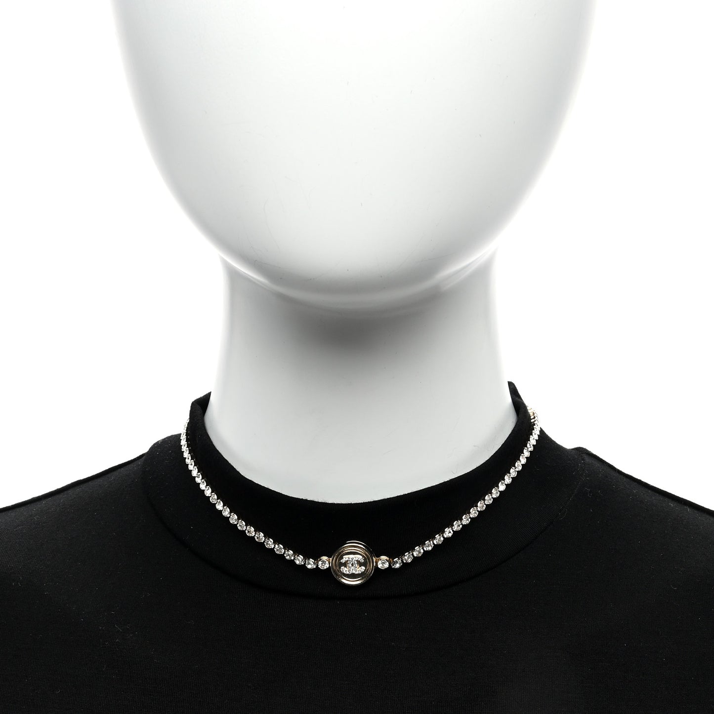 Crystal Pearl CC Choker Necklace Gold