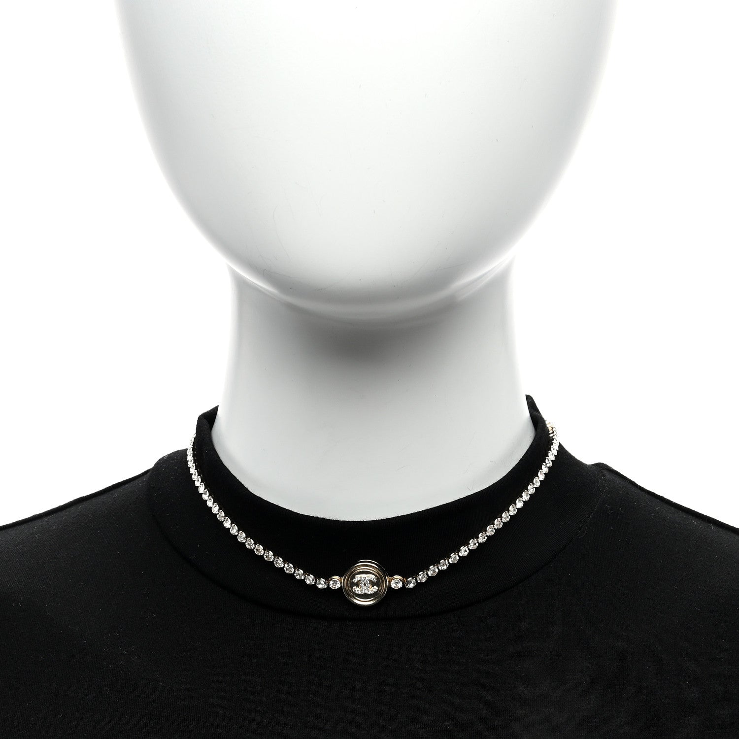 Chanel Crystal Pearl CC Choker Necklace Gold 2 of 5