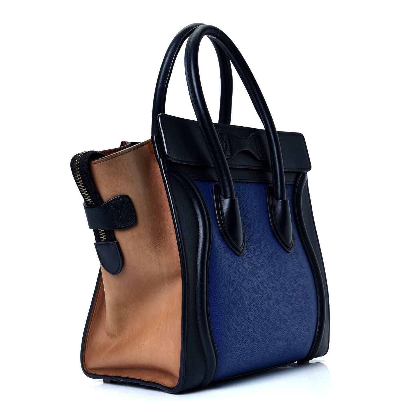 Smooth Drummed Calfskin Micro Tri-Color Luggage Indigo