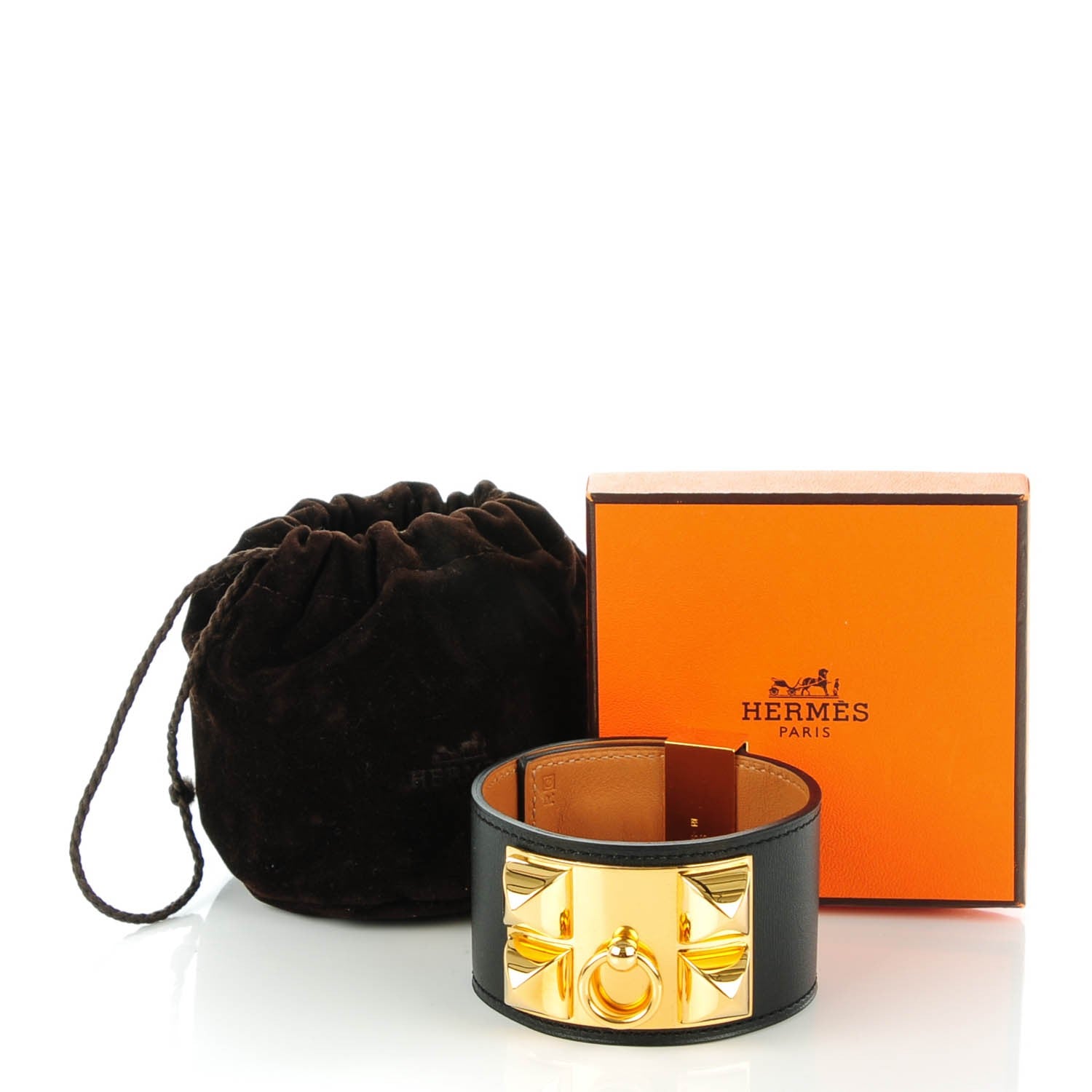 Hermes Box Calfskin Collier de Chien CDC Bracelet L Black 4 of 7