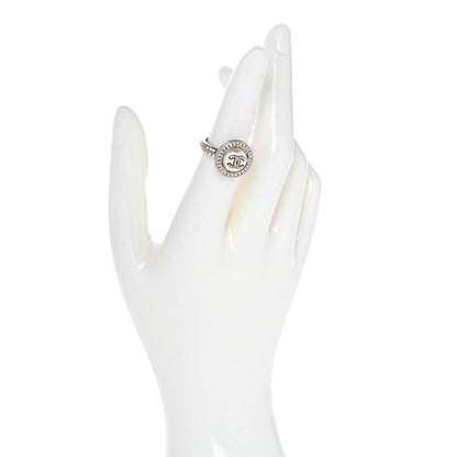 Chanel Pearl Crystal CC Ring 5.5 Silver 2 of 4