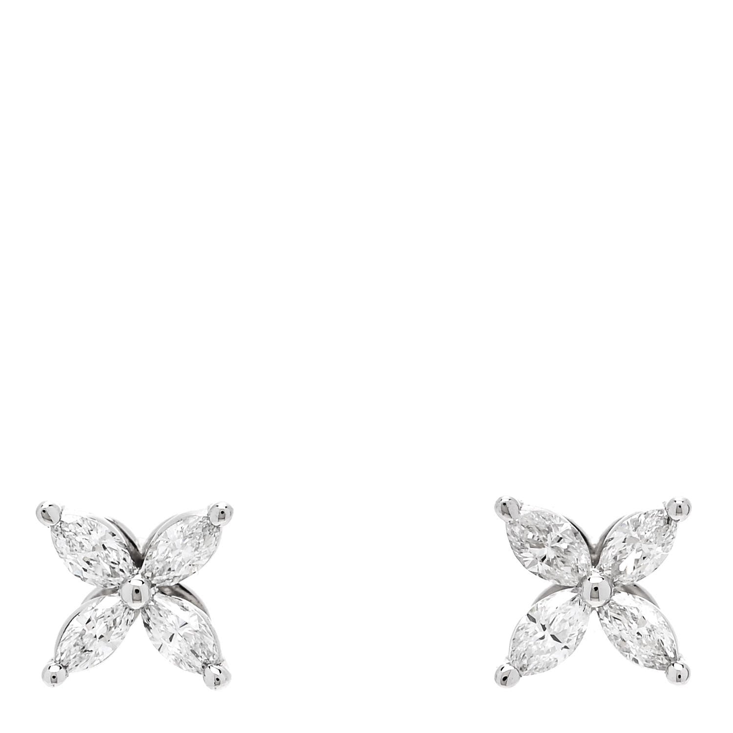Tiffany Platinum Diamond .19ct Mini Victoria Earrings 1 of 4