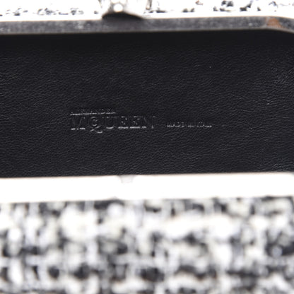 Alexander McQueen Tweed Calfskin Skull Box Clutch Black White 6 of 10