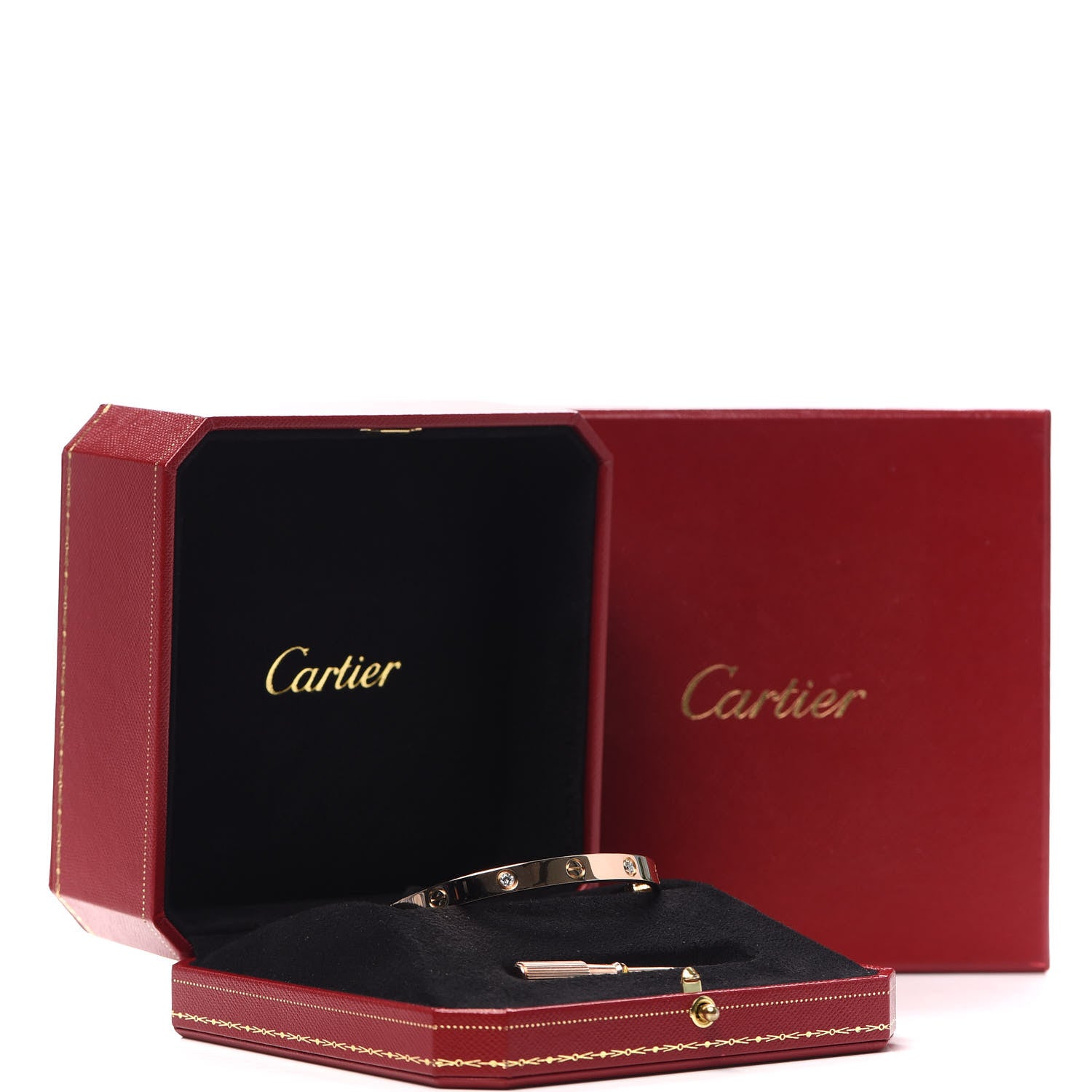 Cartier 18K Pink Gold 4 Diamond LOVE Bracelet 18 6 of 7