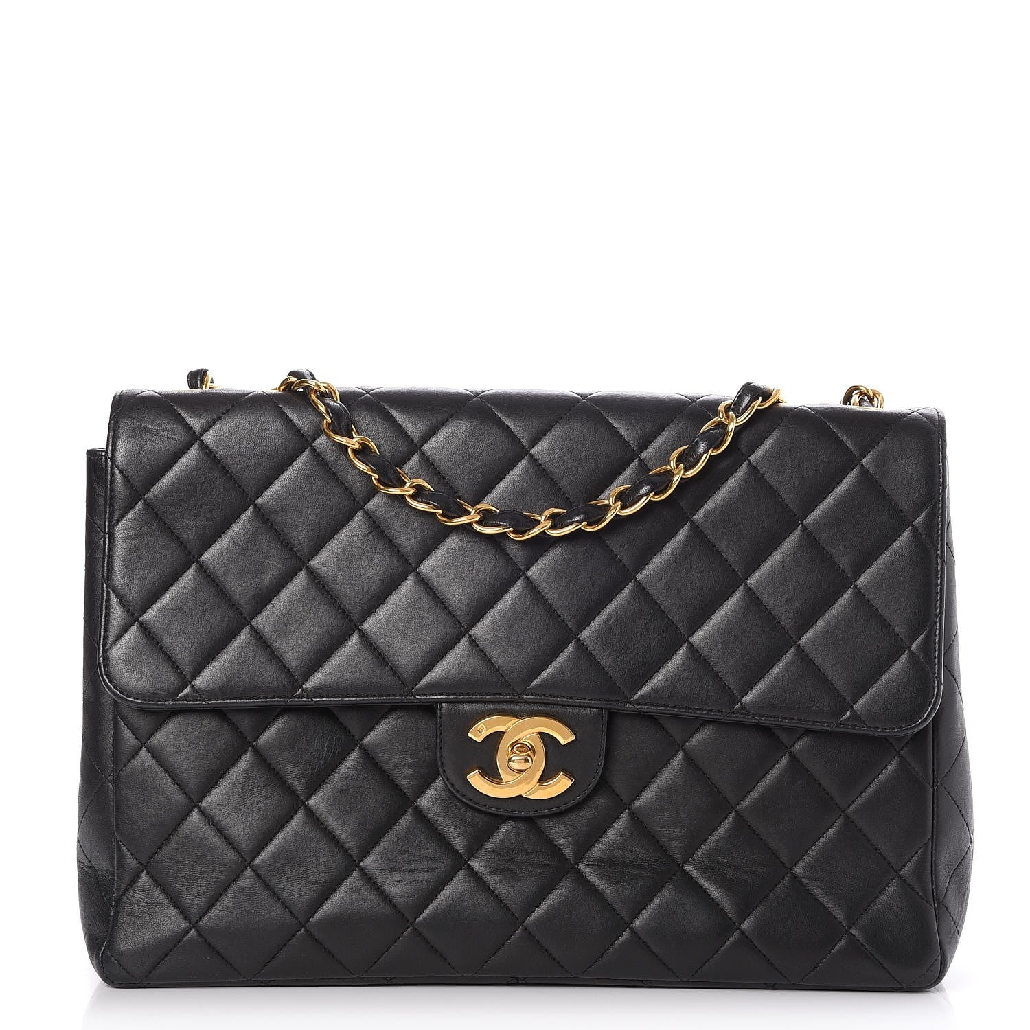 Chanel Lambskin Quilted Jumbo Single Flap Black 1 of 8