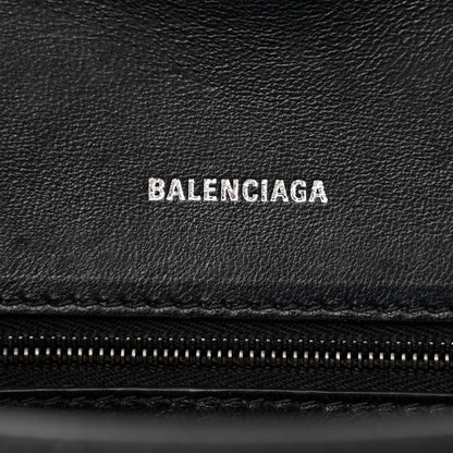 Balenciaga Shiny Calfskin Monochrome Crocodile Embossed Small Hourglass Top Handle Bag Black 6 of 9