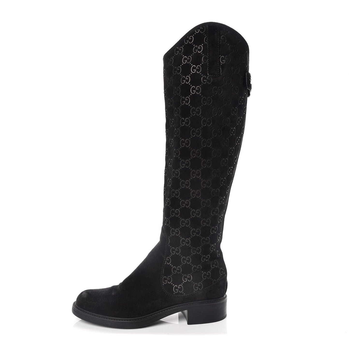 Suede Softy GG Knee High Riding Boots 37 Black