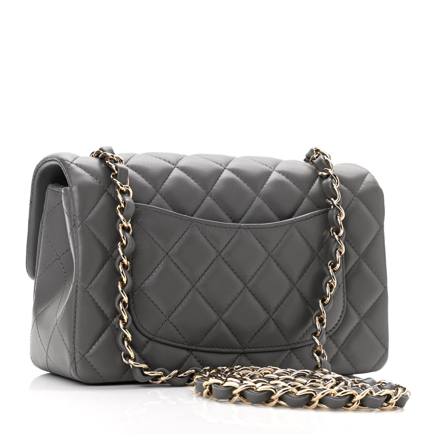 Chanel Lambskin Quilted Mini Rectangular Flap Dark Grey 3 of 11