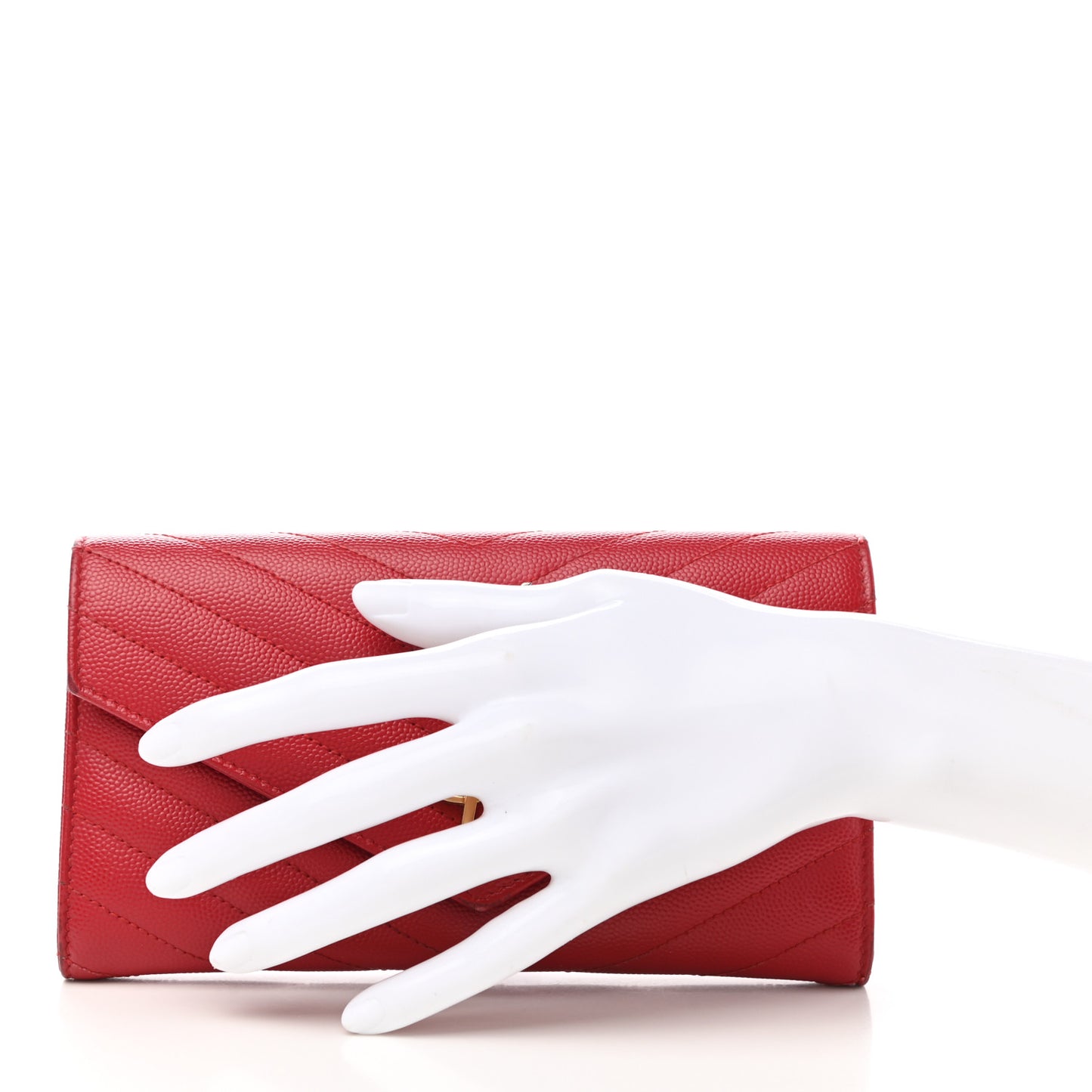 Grain De Poudre Matelasse Chevron Monogram Flap Wallet Red