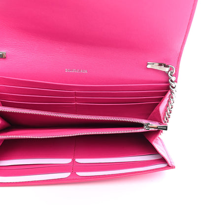 Balenciaga Pebbled Calfskin Everyday Continental Wallet on Chain Acid Pink 4 of 8