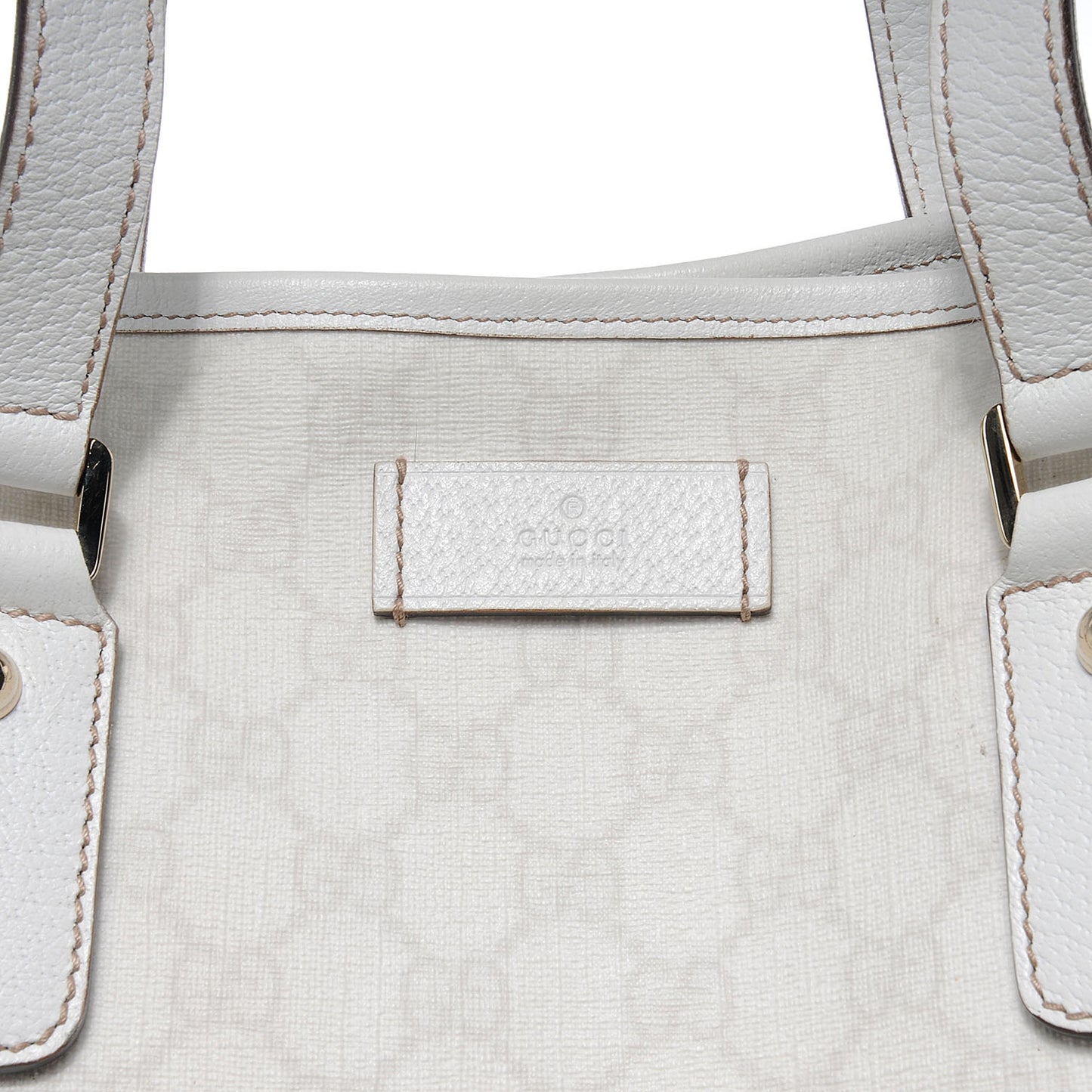 GG Plus Monogram Joy Shopper Stripe Tote White