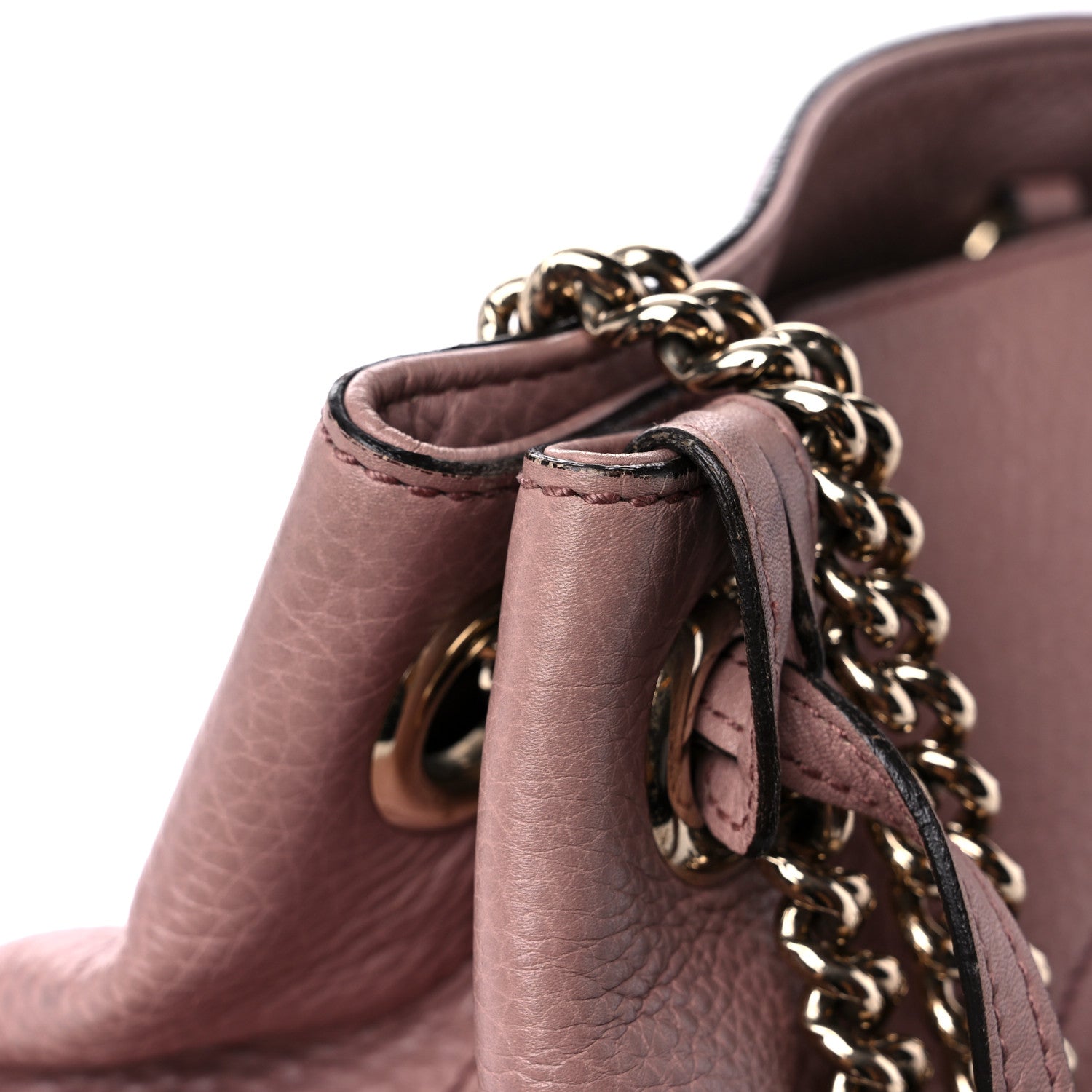 Gucci Pebbled Calfskin Medium Soho Chain Shoulder Bag Dark Cipria 22 of 23