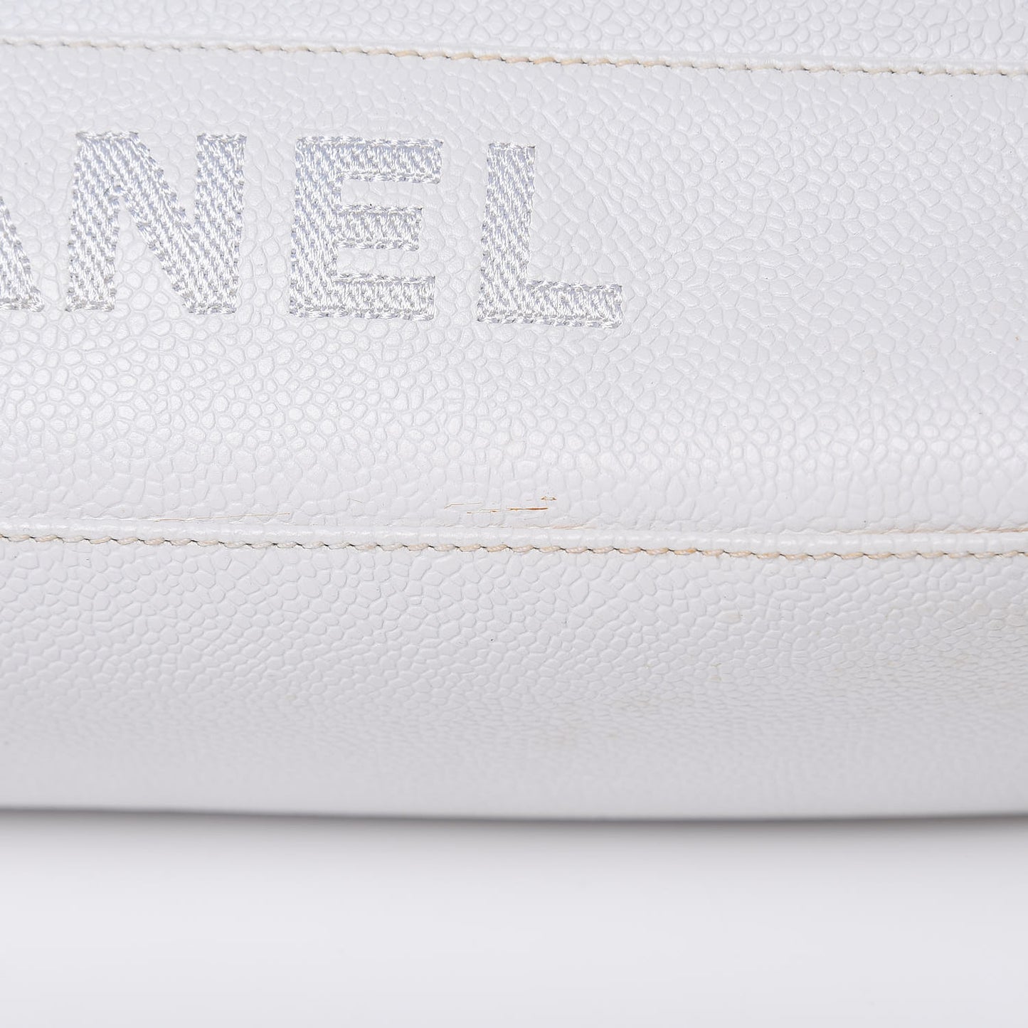 Caviar Logo Shoulder Bag White