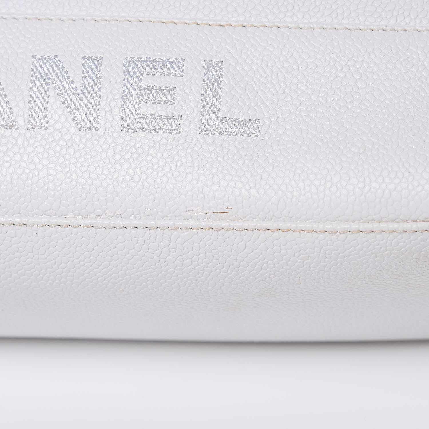 Chanel Caviar Logo Shoulder Bag White 10 of 16