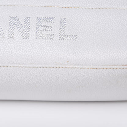 Chanel Caviar Logo Shoulder Bag White 10 of 16