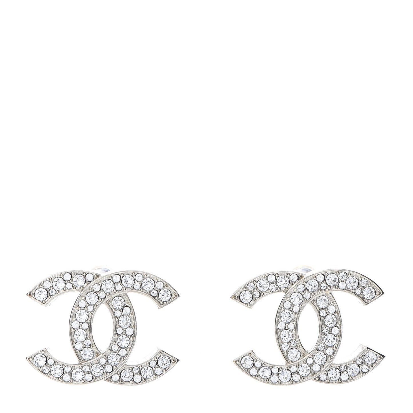 Crystal Large CC Earrings Silver