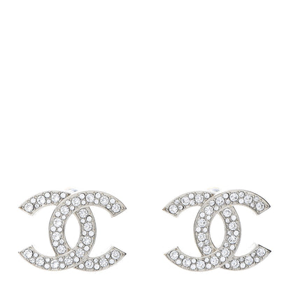 Chanel Crystal Large CC Earrings Silver 1 of 5