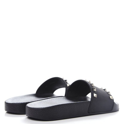 Valentino Garavani Rubber Rockstud Slide Sandals 38 Black 4 of 10