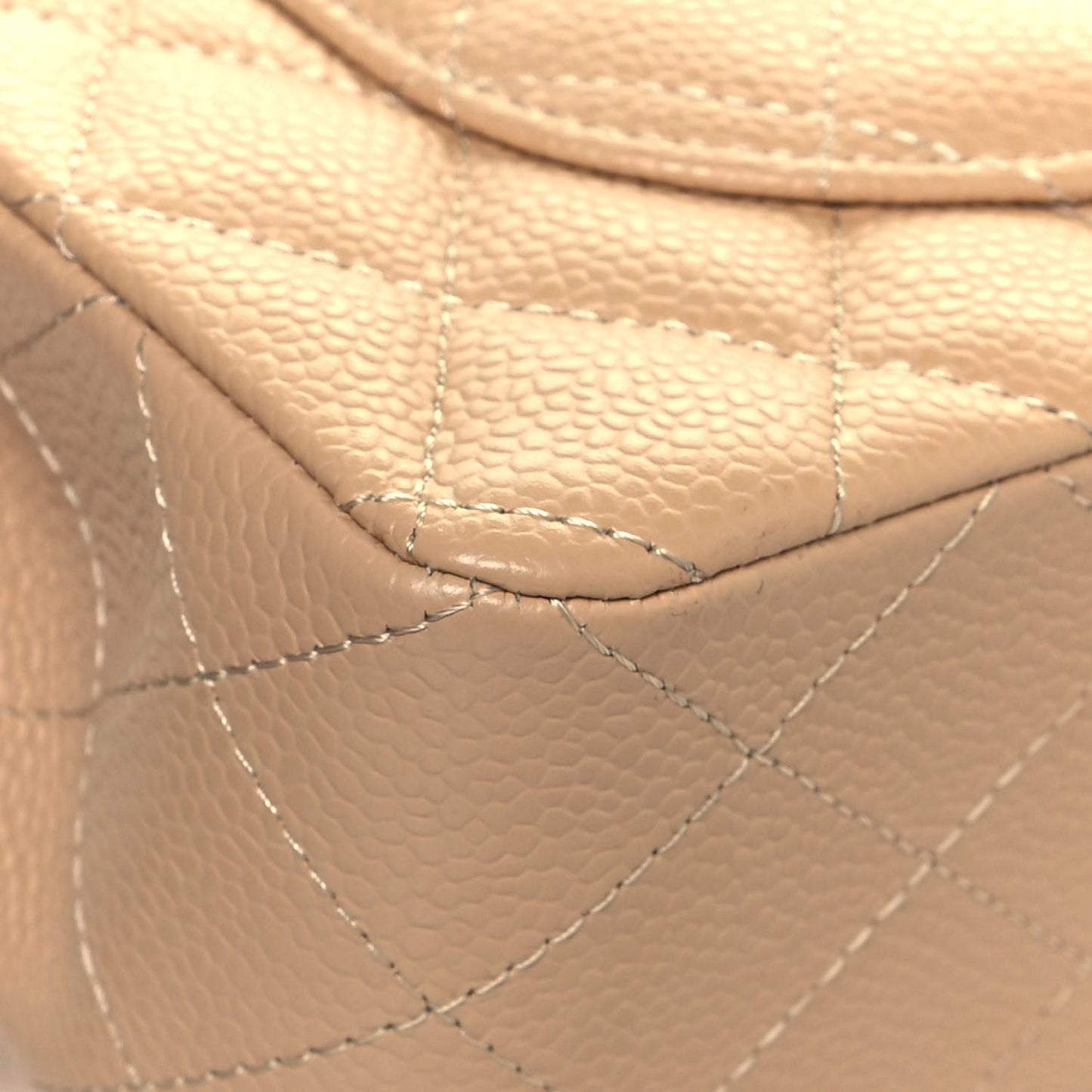 Caviar Quilted Small Double Flap Beige
