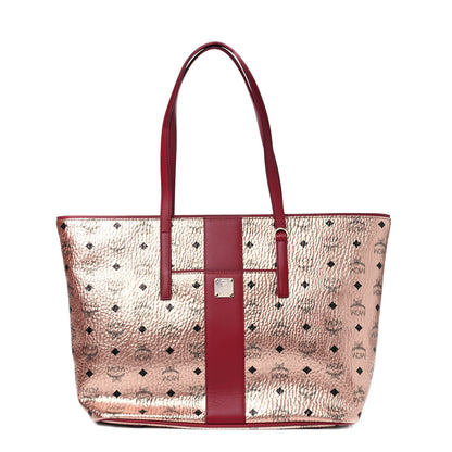MCM Metallic Visetos Medium Anya Shopper Tote Champagne Gold 1 of 5