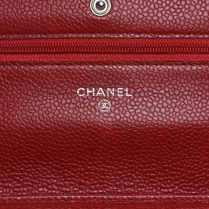 Chanel Caviar Quilted Wallet On Chain WOC Dark Red 6 of 9