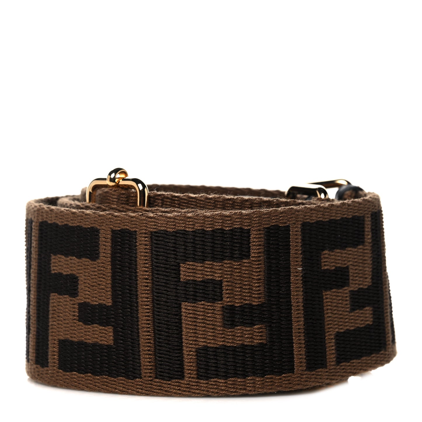 Ribbon Vitello Seta FF 1974 Adjustable Strap You Fango Marrone Black