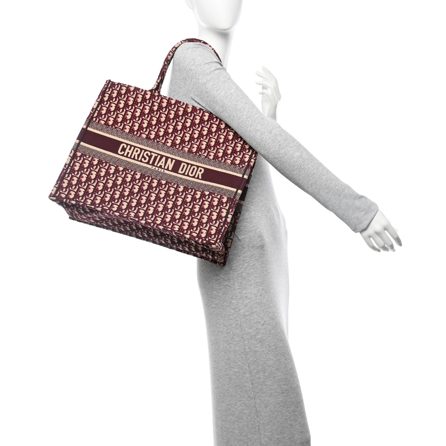 Oblique Large Book Tote Burgundy Multicolor