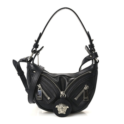 Versace Calfskin Mini Repeat Zip Hobo Black 1 of 10