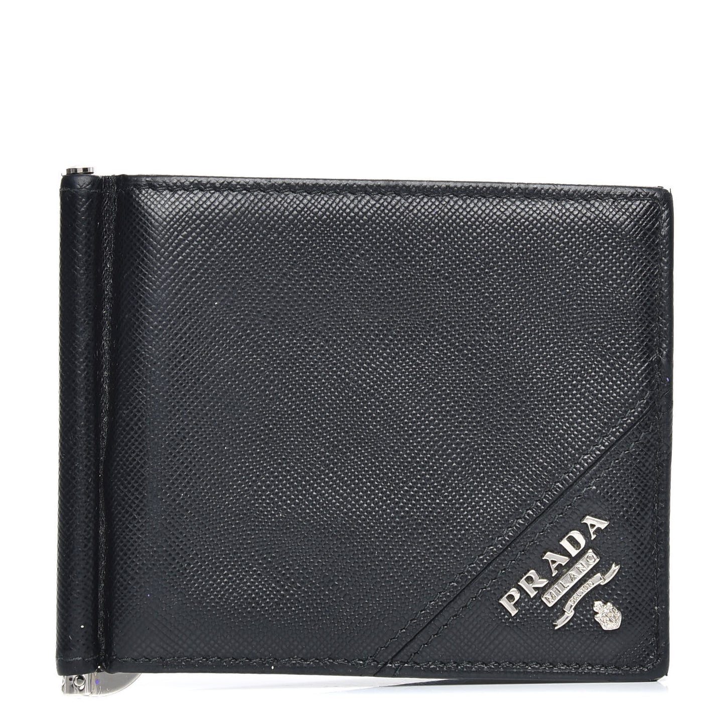 Saffiano Money Clip Bi-Fold Wallet Black