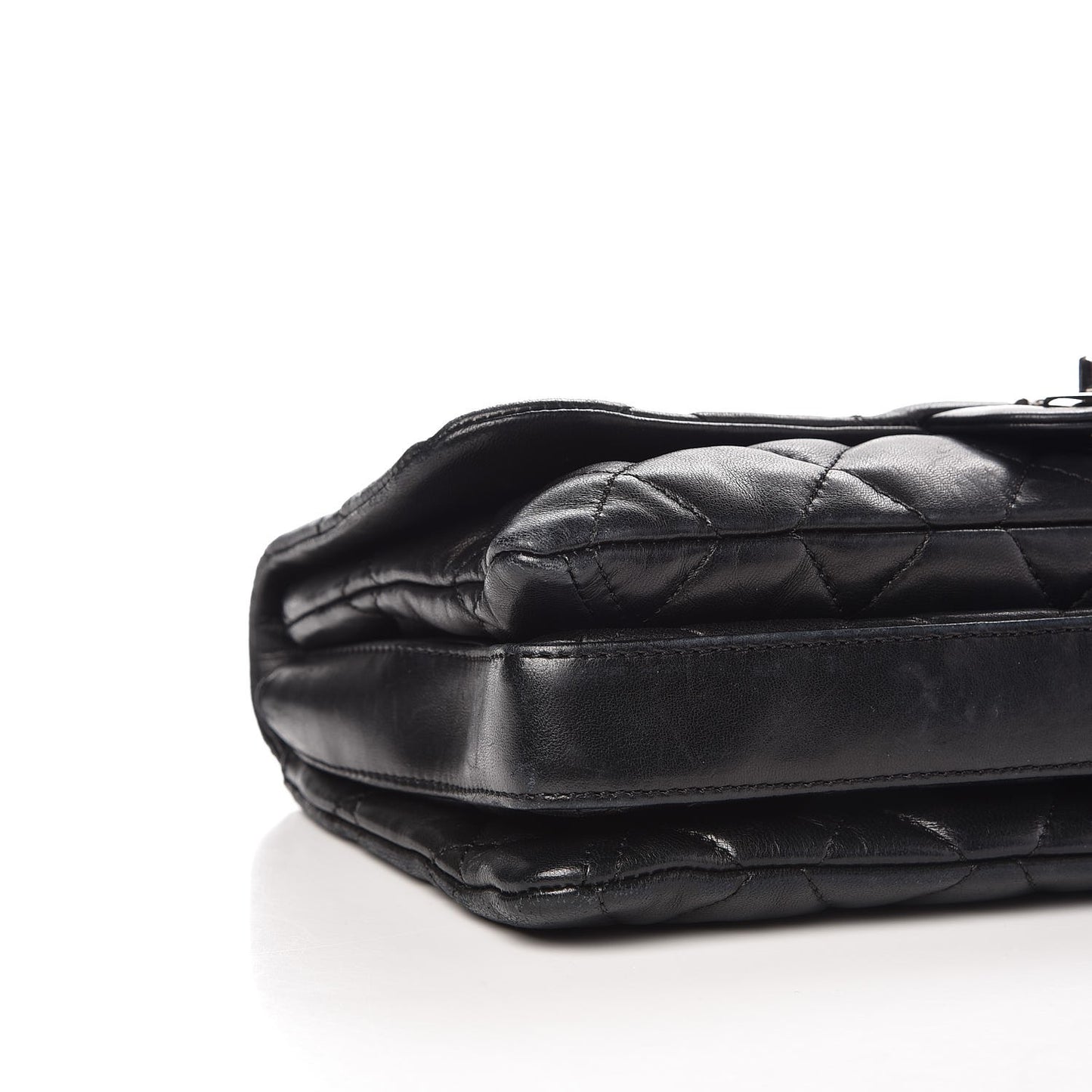 Lambskin Quilted Maxi 3 Flap Black