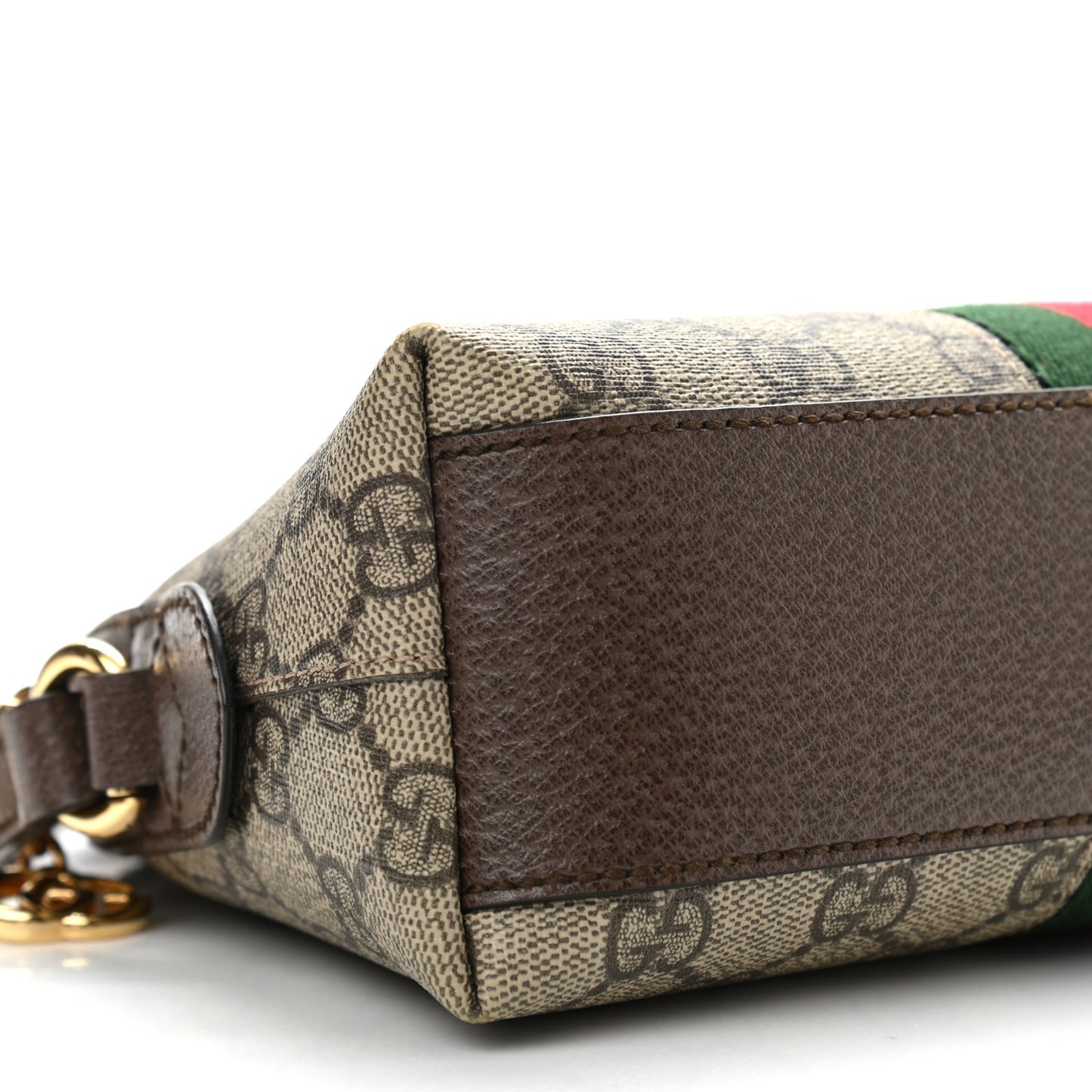 GG Supreme Monogram Textured Dollar Calfskin Web Small Ophidia Dome Shoulder Bag Beige Ebony New Acero