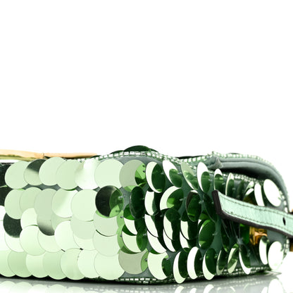 Fendi Satin Paillettes Catalan Mirror Mini Baguette 1997 Green 10 of 10