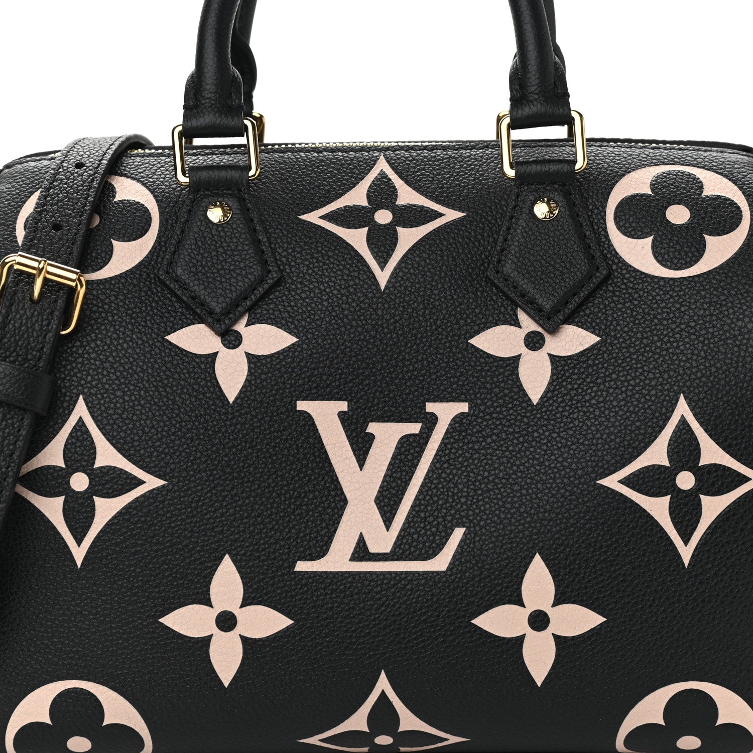 Louis Vuitton Empreinte Monogram Giant Speedy Bandouliere 25 Black Beige 7 of 9