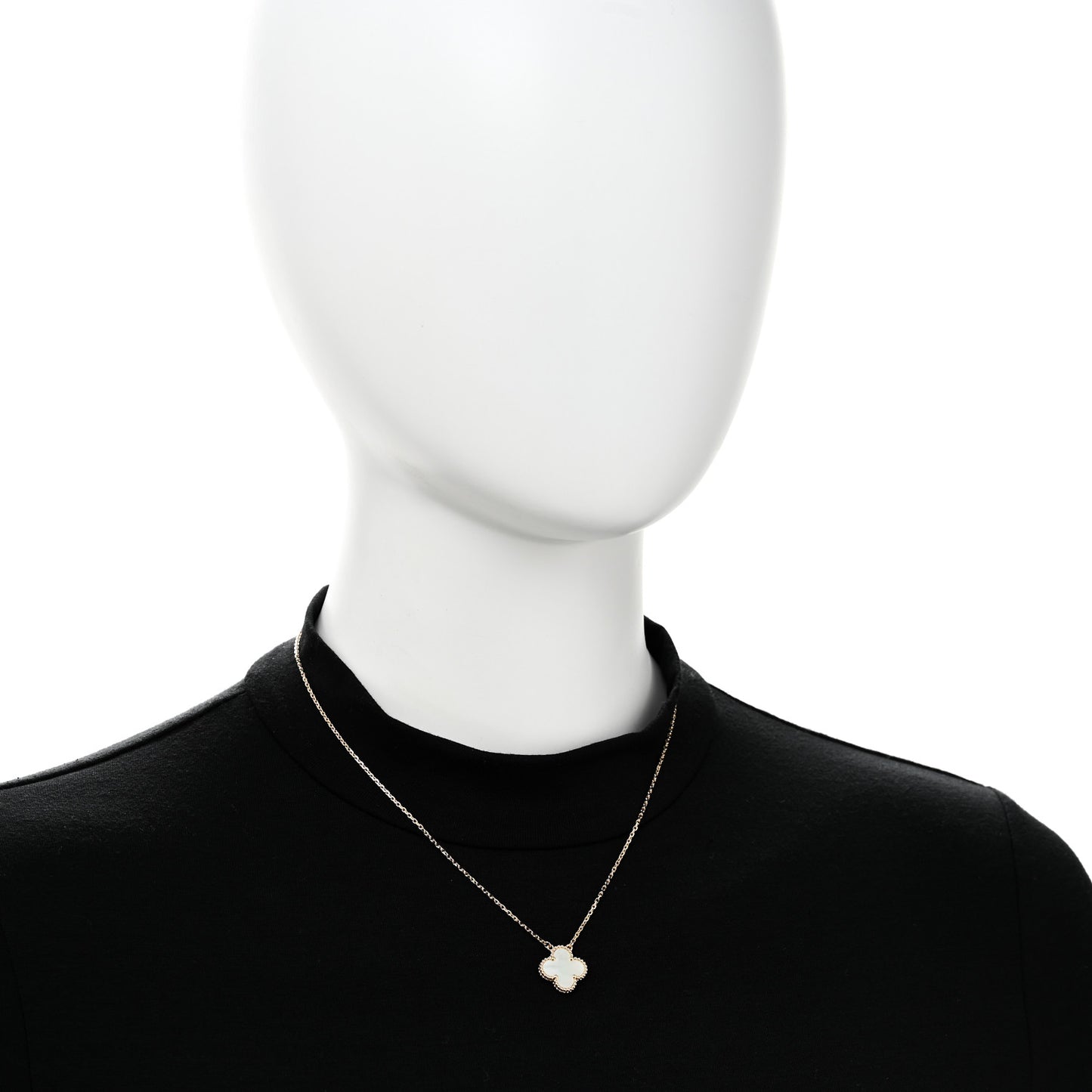 18K Yellow Gold Mother of Pearl Vintage Alhambra Pendant Necklace
