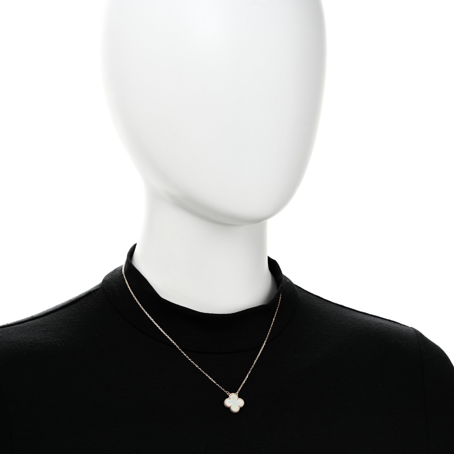 Van Cleef & Arpels 18K Yellow Gold Mother of Pearl Vintage Alhambra Pendant Necklace 2 of 6