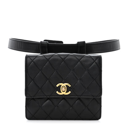 Chanel Lambskin Quilted Flap Waist Belt Bag 75 30 Black 1 of 15