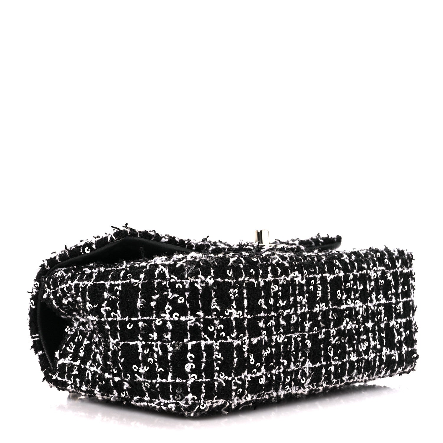 Chanel Tweed Quilted Mini Top Handle Rectangular Flap Black White 4 of 13
