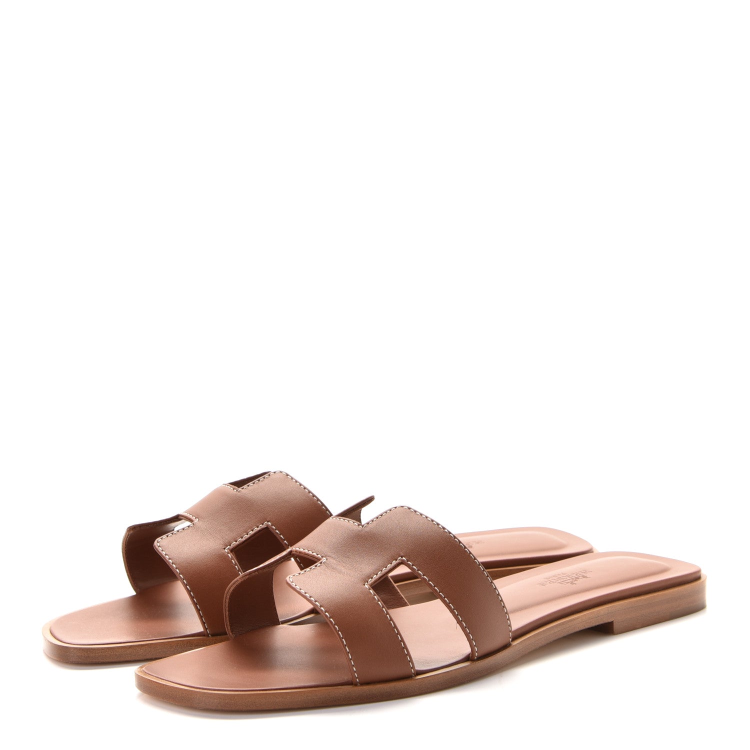 Hermes Box Calfskin Oran Sandals 38.5 Gold 3 of 17