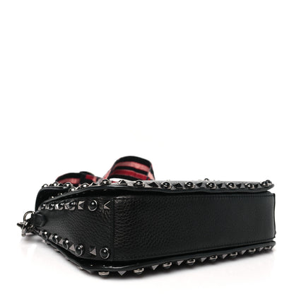 Valentino Garavani Pebbled Calfskin Onyx Medium Guitar Strap Rockstud Rolling Flap Love Blade Saddle Bag  Black 4 of 9