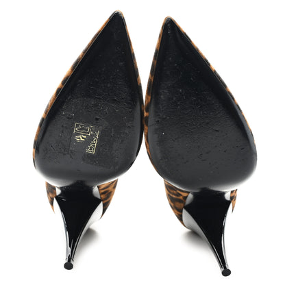 Saint Laurent Suede Leopard Printed Anja Pumps 37.5 Natural Coffee 6 of 10