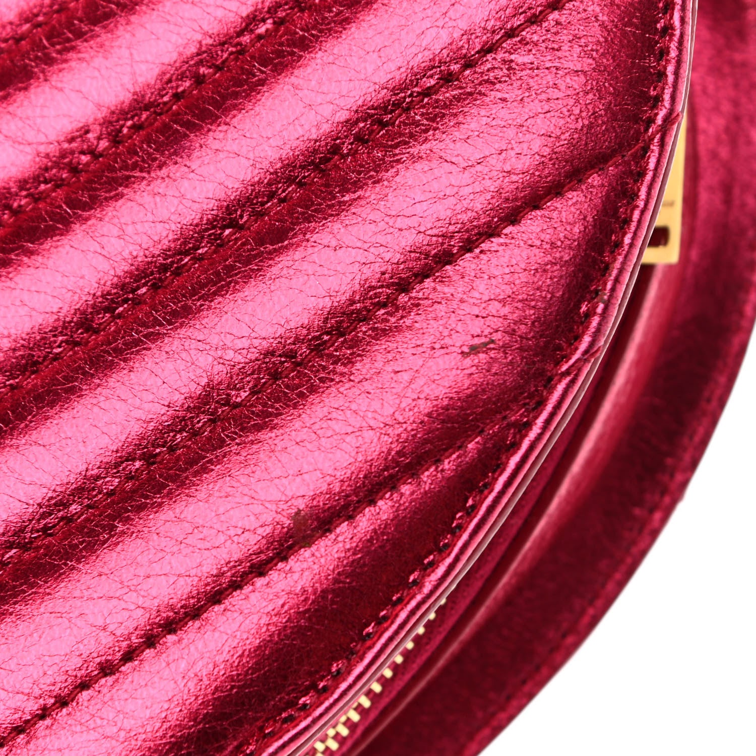 Saint Laurent Metallic Calfskin Matelasse Chevron Monogram Small Love Heart Chain Bag Red 13 of 14