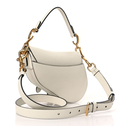 Christian Dior Grained Calfskin Mini Saddle Bag With Strap White 3 of 11