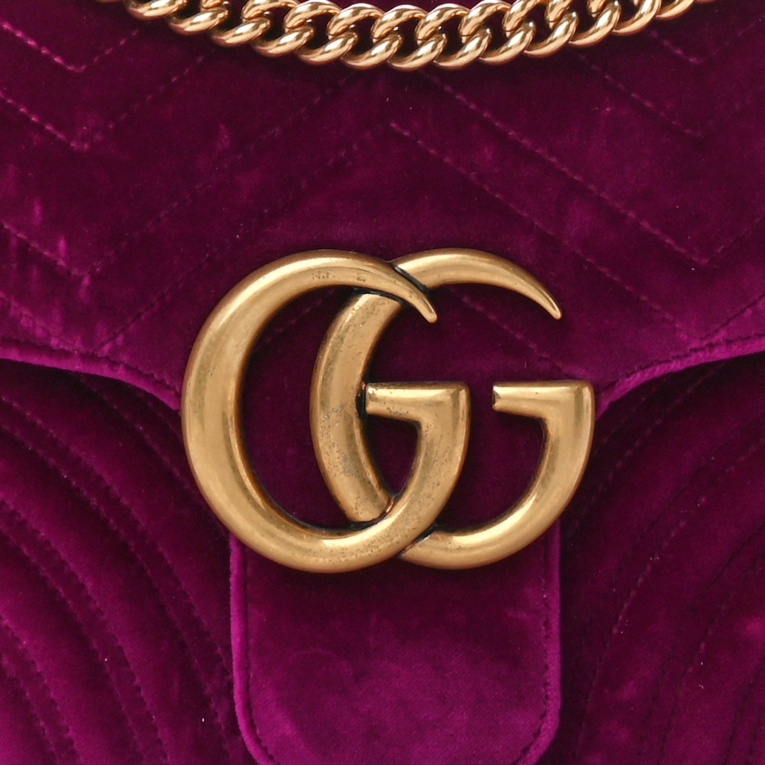 Gucci Velvet Matelasse Medium GG Marmont Shoulder Bag Fuchsia Violet Cyclamen 9 of 11