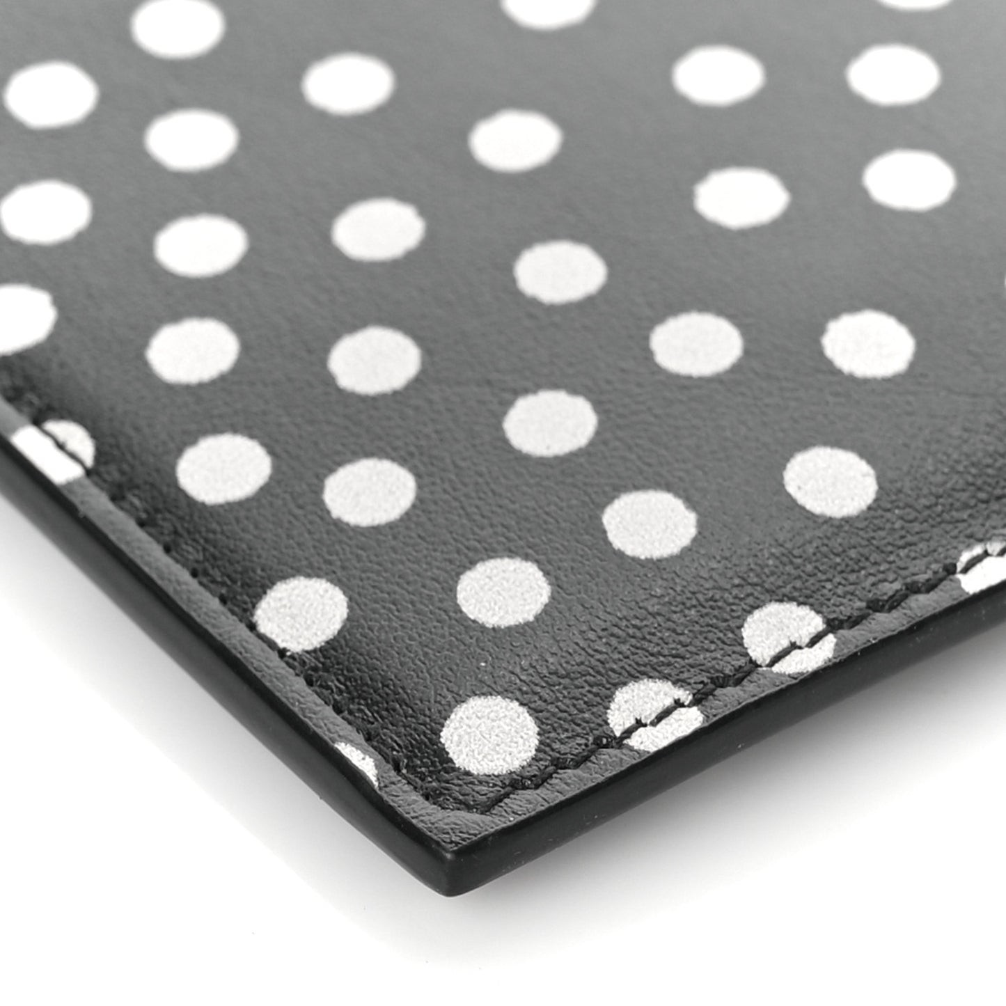 Calfskin Polka Dot Monogram Zip Bill Pouch Black White