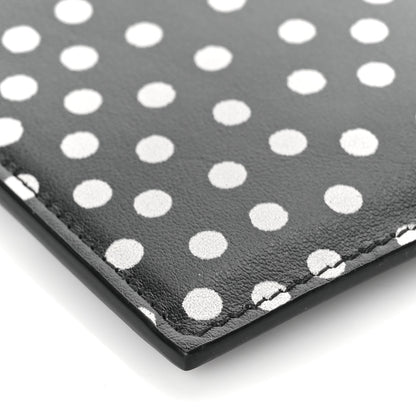 Saint Laurent Calfskin Polka Dot Monogram Zip Bill Pouch Black White 8 of 9