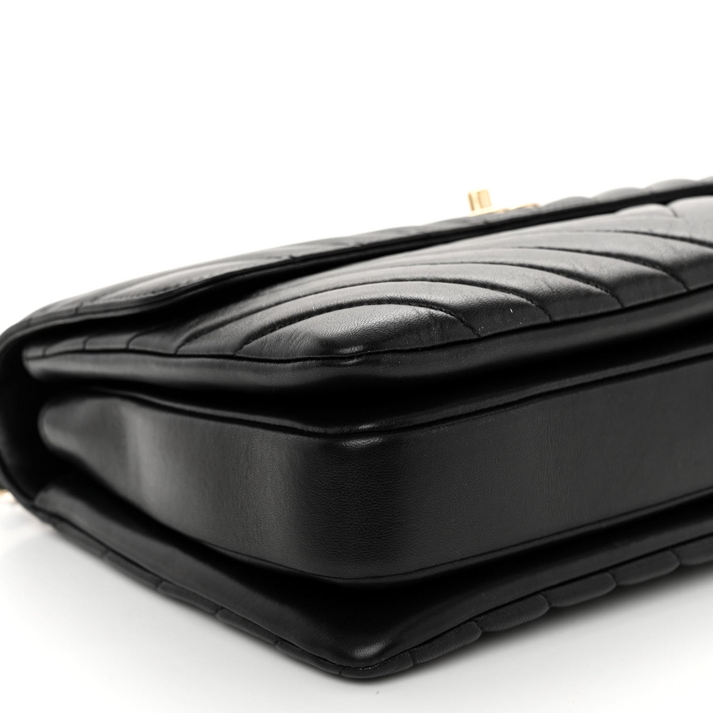 Lambskin Chevron Quilted Medium Trendy CC Dual Handle Flap Bag Black