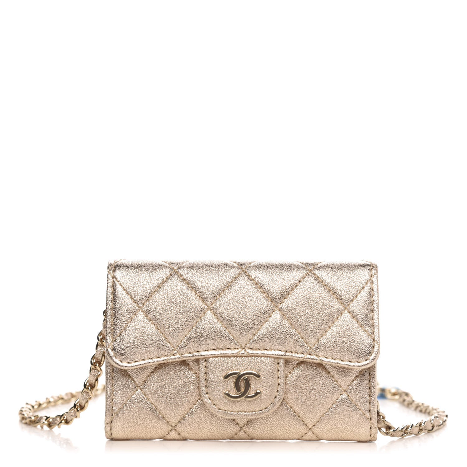 Chanel Metallic Lambskin Quilted Flap Chain Waist Bag Gold 1 of 11